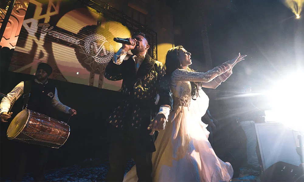 Imperial Drummers dhol players performing at the first ever wedding held at Disneyland Paris